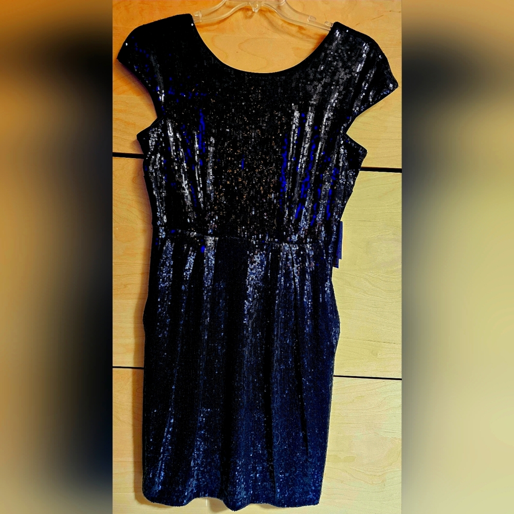 Black sequined holiday dress petite